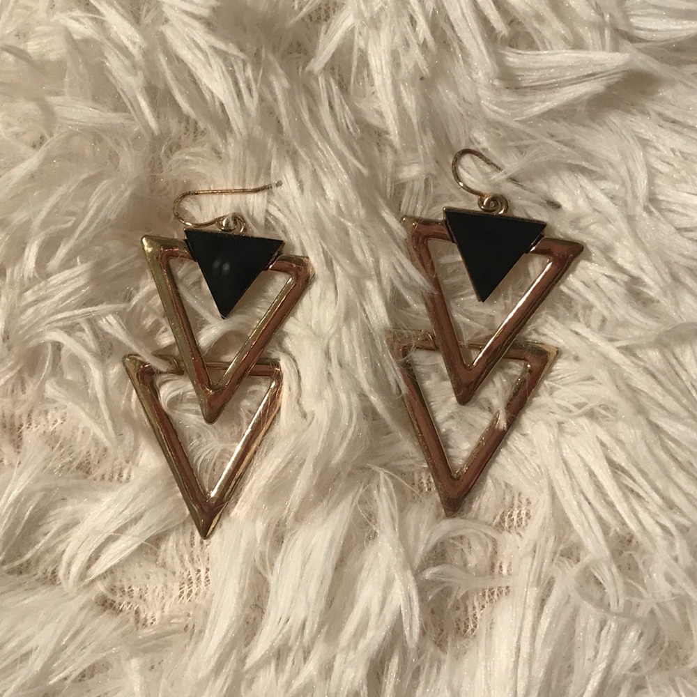 Silver triangle earrings